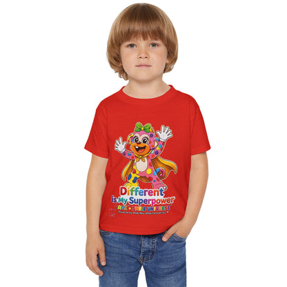 Panz™ Heavy Cotton™ Toddler T-Shirt – "Different is My Superpower" Graphic | Smile Universe Collection