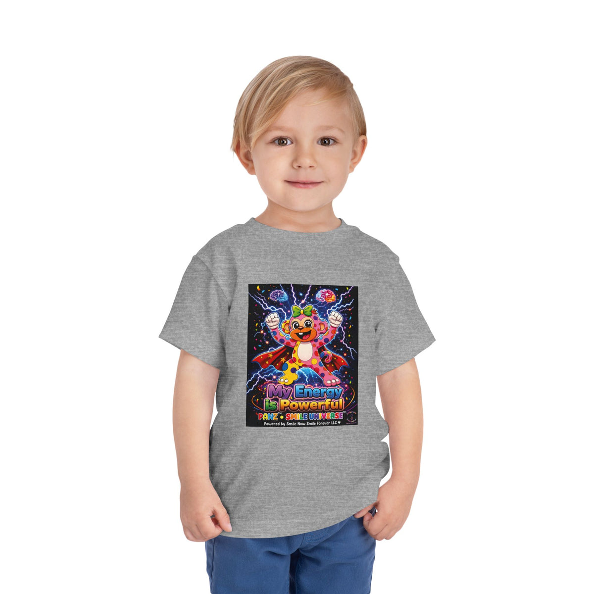 Panz™ Toddler Short Sleeve Tee – "My Energy is Powerful" Graphic Tee | Smile Universe Collection