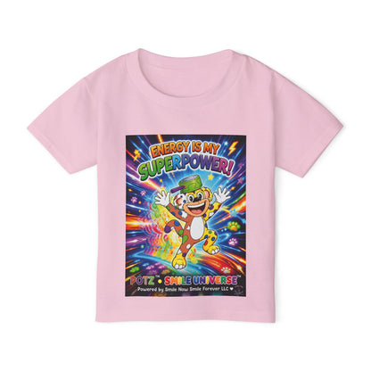 Potz™ Heavy Cotton™ Toddler T-Shirt – "Energy is My Superpower!" Graphic Tee | Smile Universe Collection