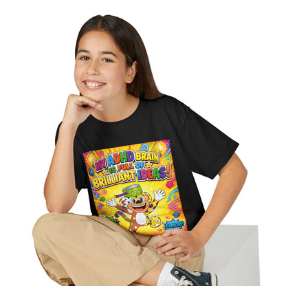 Potz™ Youth DryBlend® T-Shirt – "My ADHD Brain is Full of Brilliant Ideas!" Graphic Tee | Smile Universe Collection