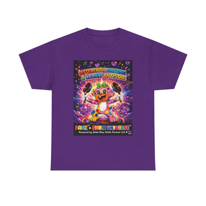 Panz™ Unisex Heavy Cotton™ Tee – "Differently Amazing & Loudly Autistic!" Graphic | Smile Universe Collection