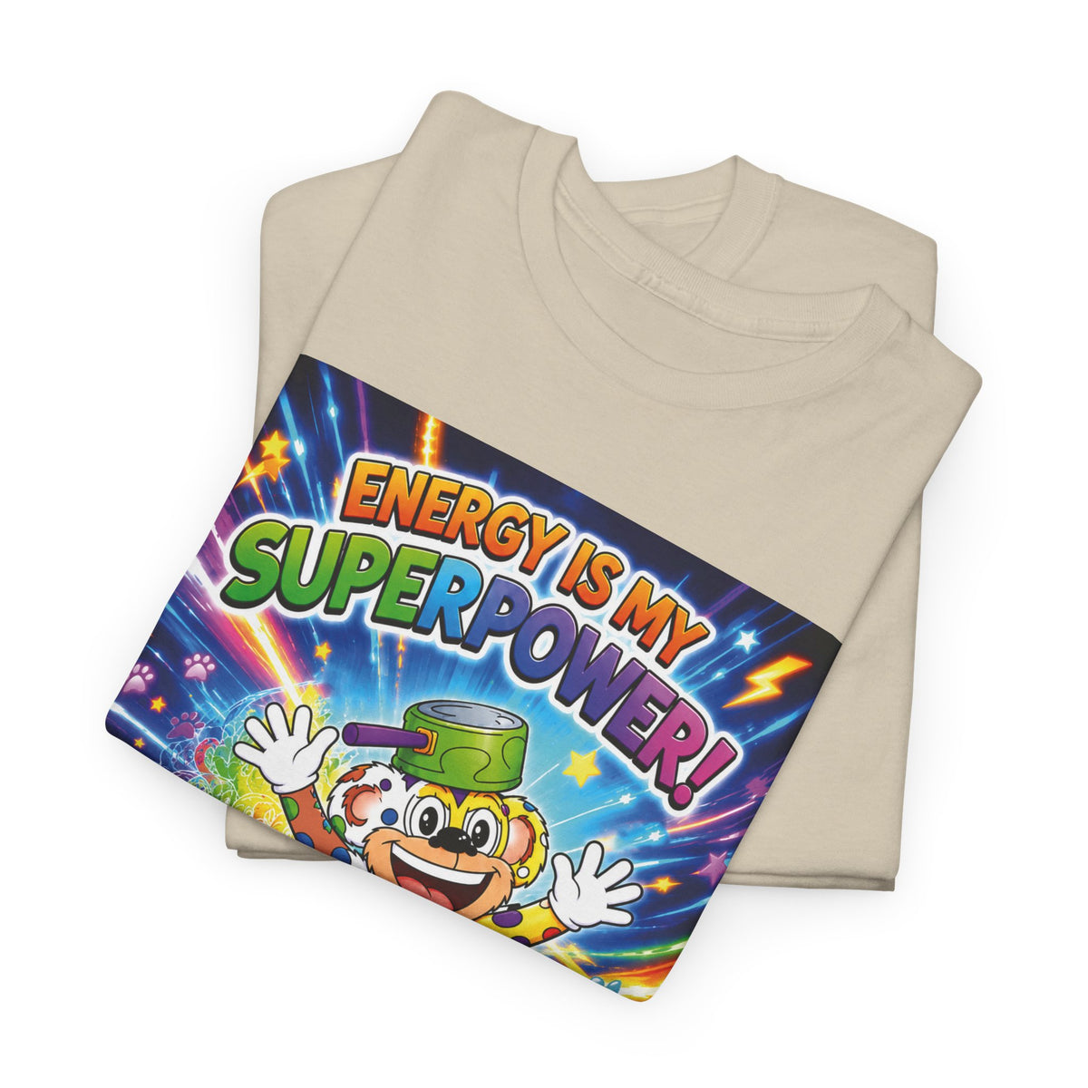 Potz™ Unisex Heavy Cotton™ Tee – "Energy is My Superpower!" Graphic Tee | Smile Universe Collection