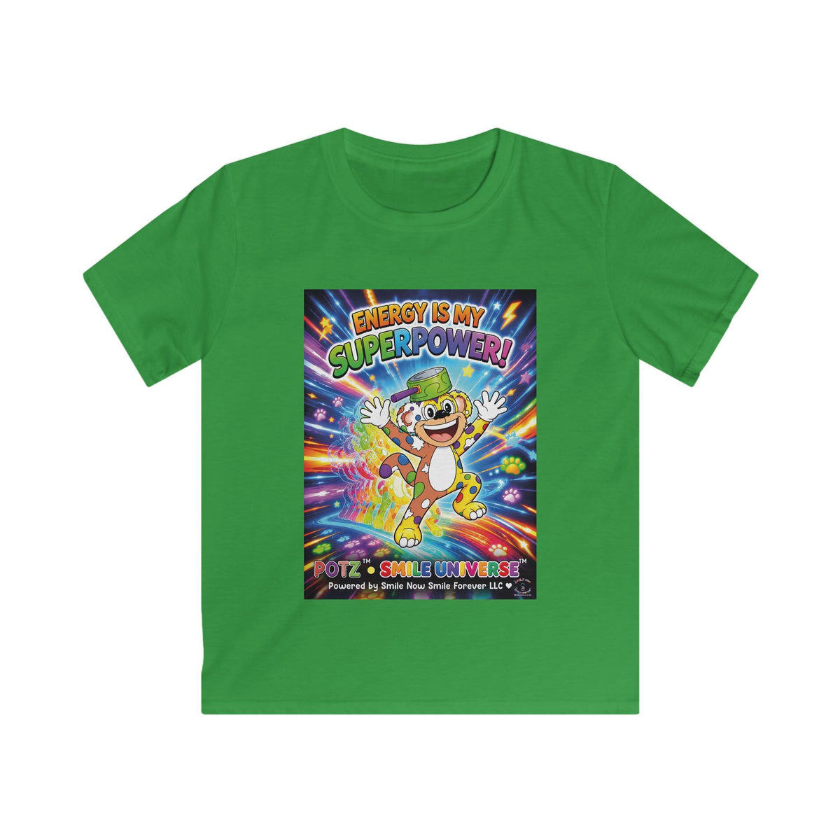 Potz™ Kids Softstyle Tee – "Energy is My Superpower!" Graphic Tee | Smile Universe Collection