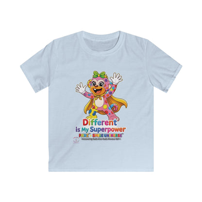 Panz™ Kids Softstyle Tee – "Different is My Superpower" Graphic | Smile Universe