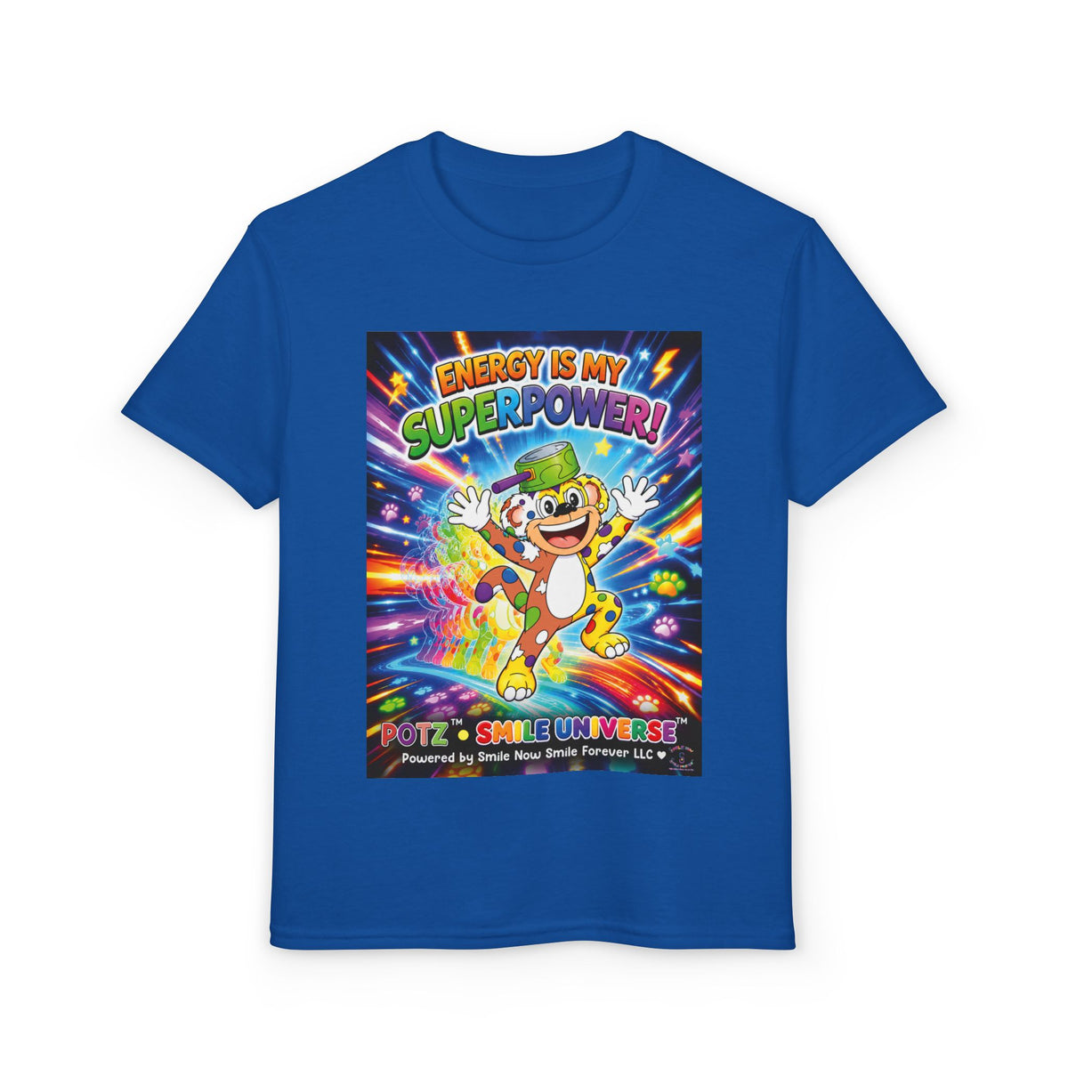 Potz™ Youth DryBlend® T-Shirt – "Energy is My Superpower!" Graphic Tee | Smile Universe Collection