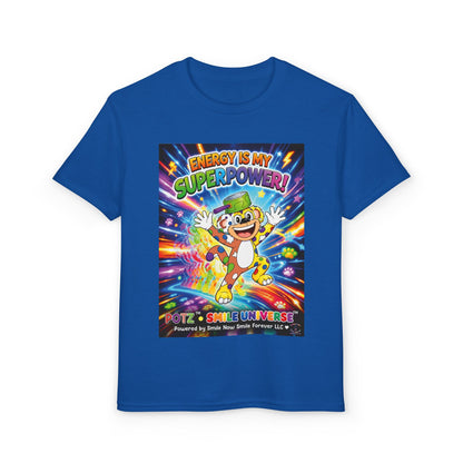 Potz™ Youth DryBlend® T-Shirt – "Energy is My Superpower!" Graphic Tee | Smile Universe Collection