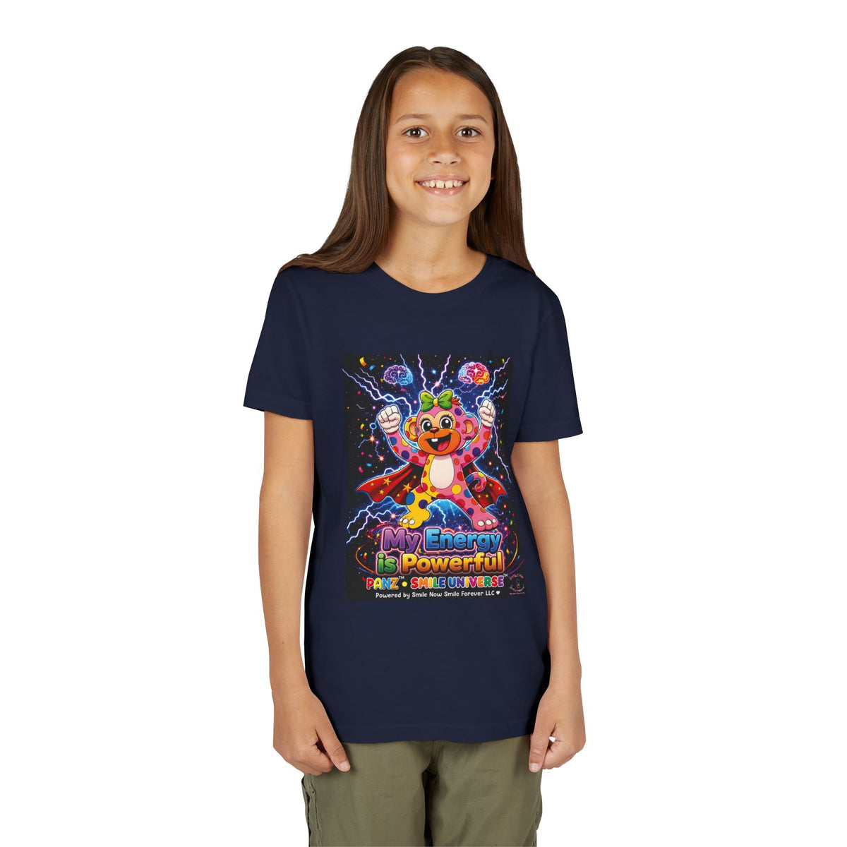 Panz™ Youth Short Sleeve Tee – "My Energy is Powerful" Graphic Tee | Smile Universe Collection