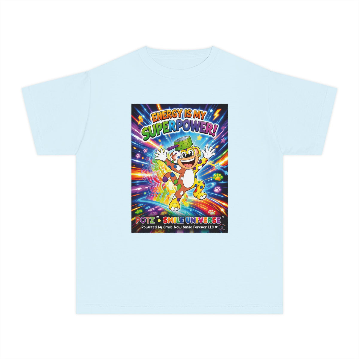 Potz™ Youth Midweight Tee – "Energy is My Superpower!" Graphic Tee | Smile Universe Collection