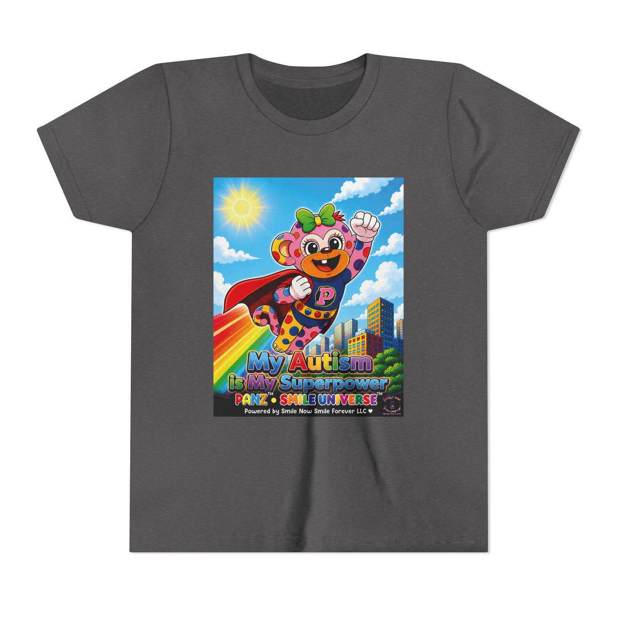 Panz™ Youth Short Sleeve Tee – "My Autism is My Superpower" Graphic | Smile Universe Collection