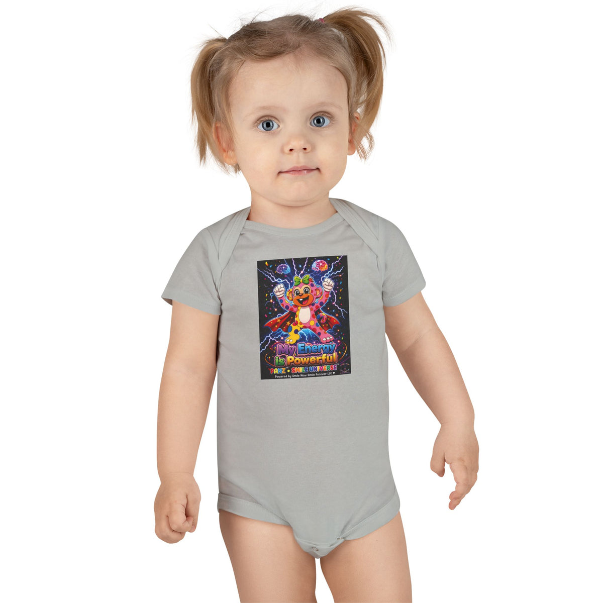 Panz™ Baby Short Sleeve Onesie® – "My Energy is Powerful" Graphic Bodysuit | Smile Universe Collection