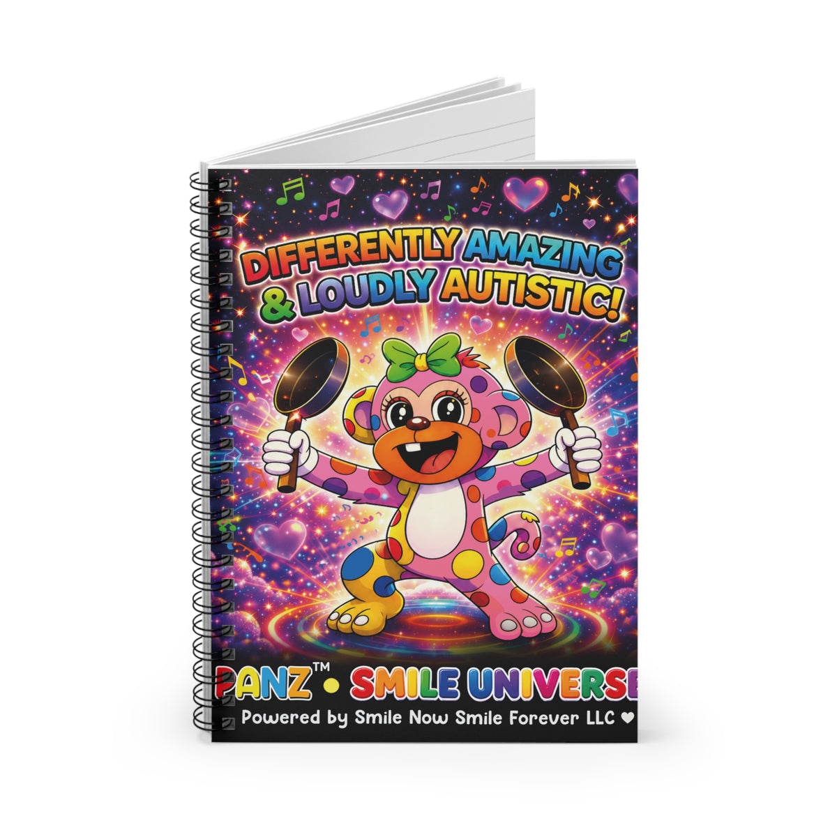 Panz™ Spiral Notebook – Ruled Line | "Differently Amazing & Loudly Autistic!" Graphic | Smile Universe Collection