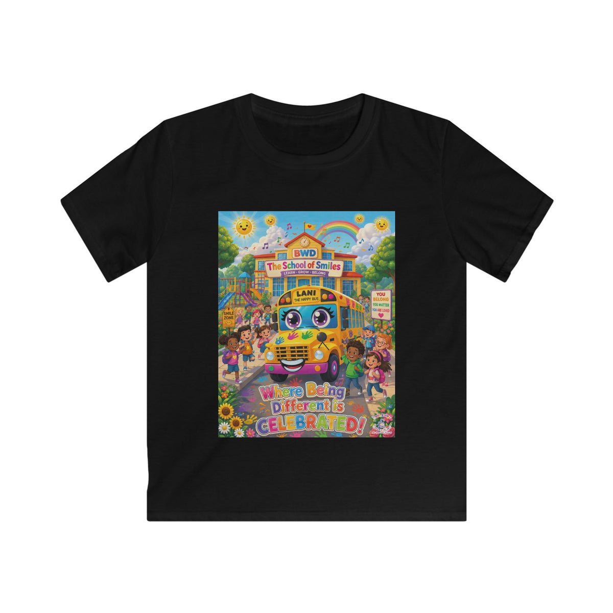 Lani™ Kids Softstyle Tee – "Where Being Different is CELEBRATED!" Graphic Shirt