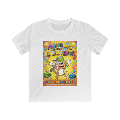 Potz™ Kids Softstyle Tee – "My ADHD Brain is Full of Brilliant Ideas!" Graphic Tee | Smile Universe Collection