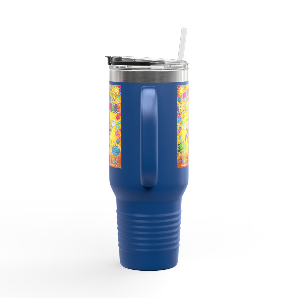 Potz™ Insulated Travel Mug 40oz – "My ADHD Brain is Full of Brilliant Ideas!" Graphic Tumbler | Smile Universe Collection