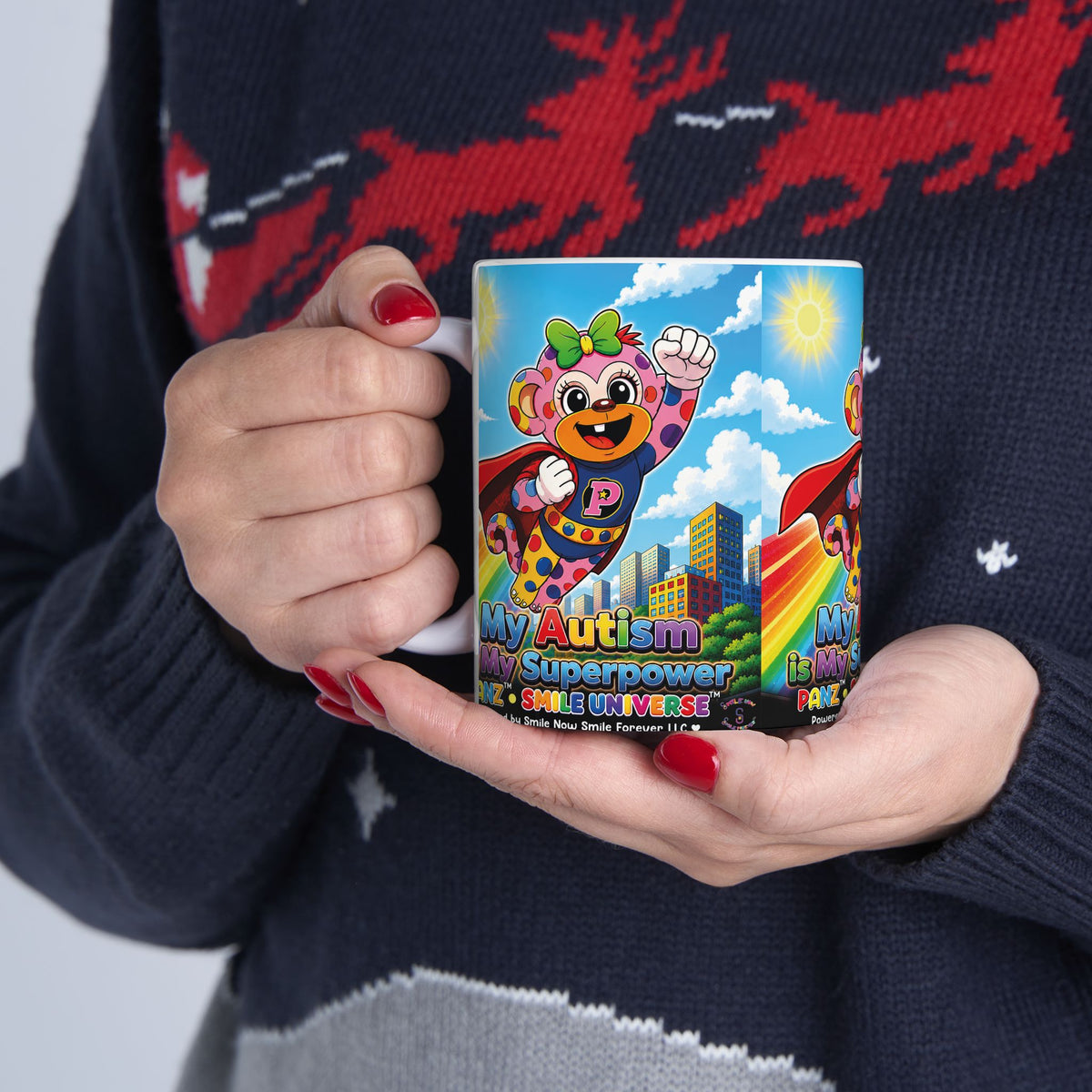 Panz™ Ceramic Mug (11oz & 15oz) – "My Autism is My Superpower" Graphic | Smile Universe Collection