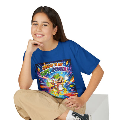 Potz™ Youth DryBlend® T-Shirt – "Energy is My Superpower!" Graphic Tee | Smile Universe Collection