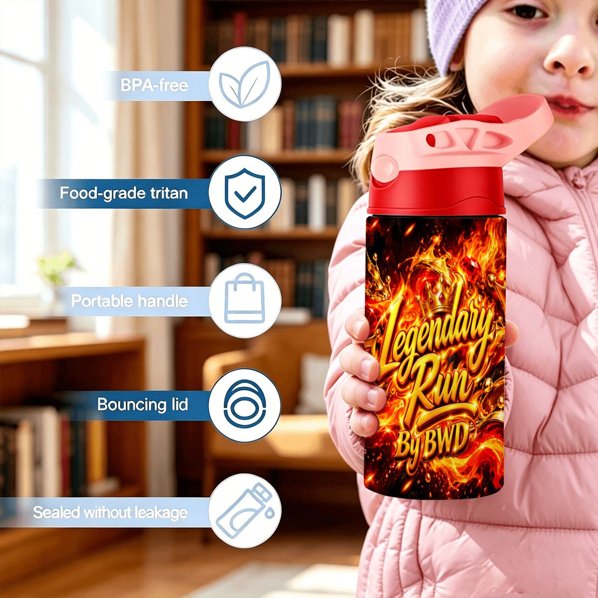Legendary Run Water Bottle - Fire & Gold Edition