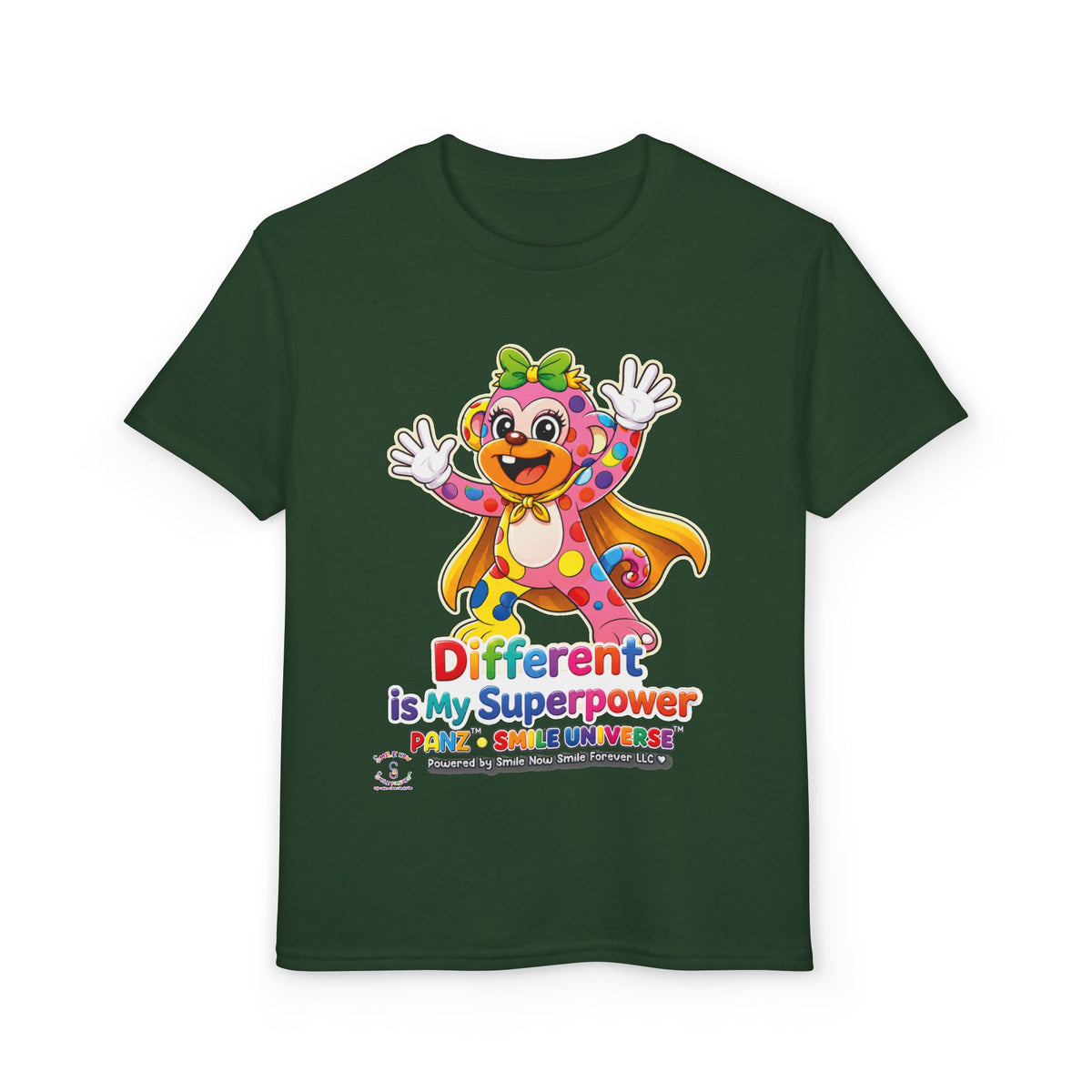 Panz™ Youth DryBlend® T-Shirt – "Different is My Superpower" Graphic | Smile Universe Collection