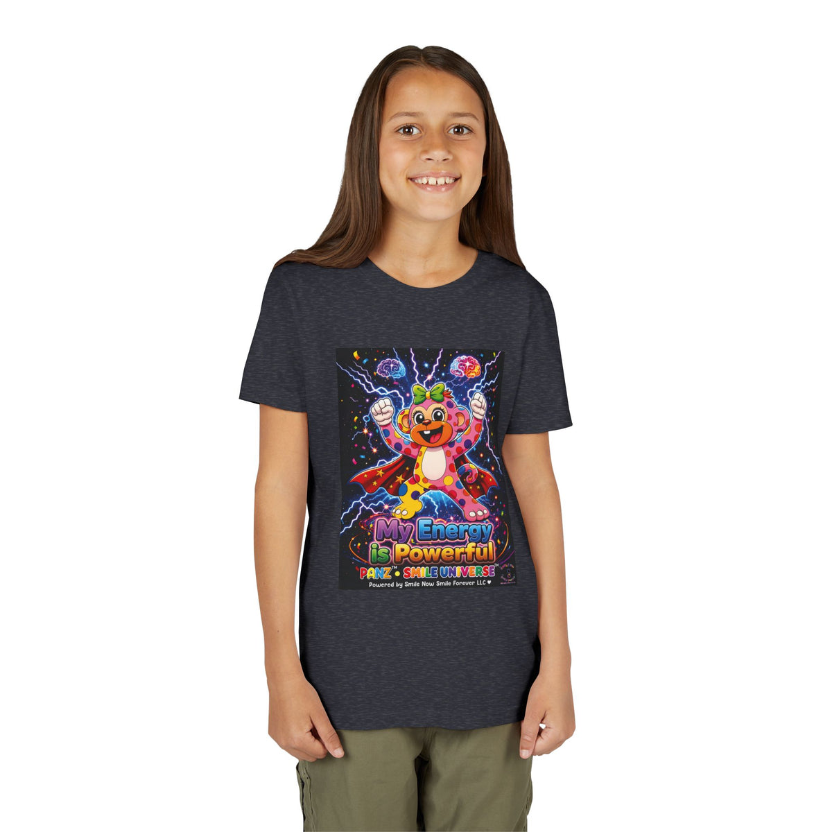 Panz™ Youth Short Sleeve Tee – "My Energy is Powerful" Graphic Tee | Smile Universe Collection