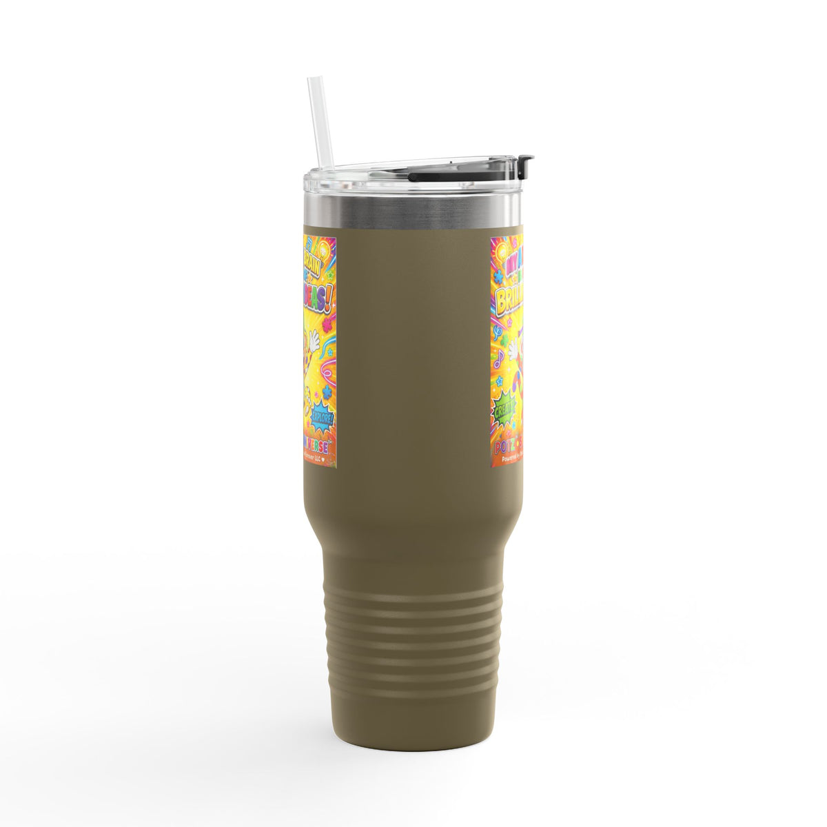 Potz™ Insulated Travel Mug 40oz – "My ADHD Brain is Full of Brilliant Ideas!" Graphic Tumbler | Smile Universe Collection