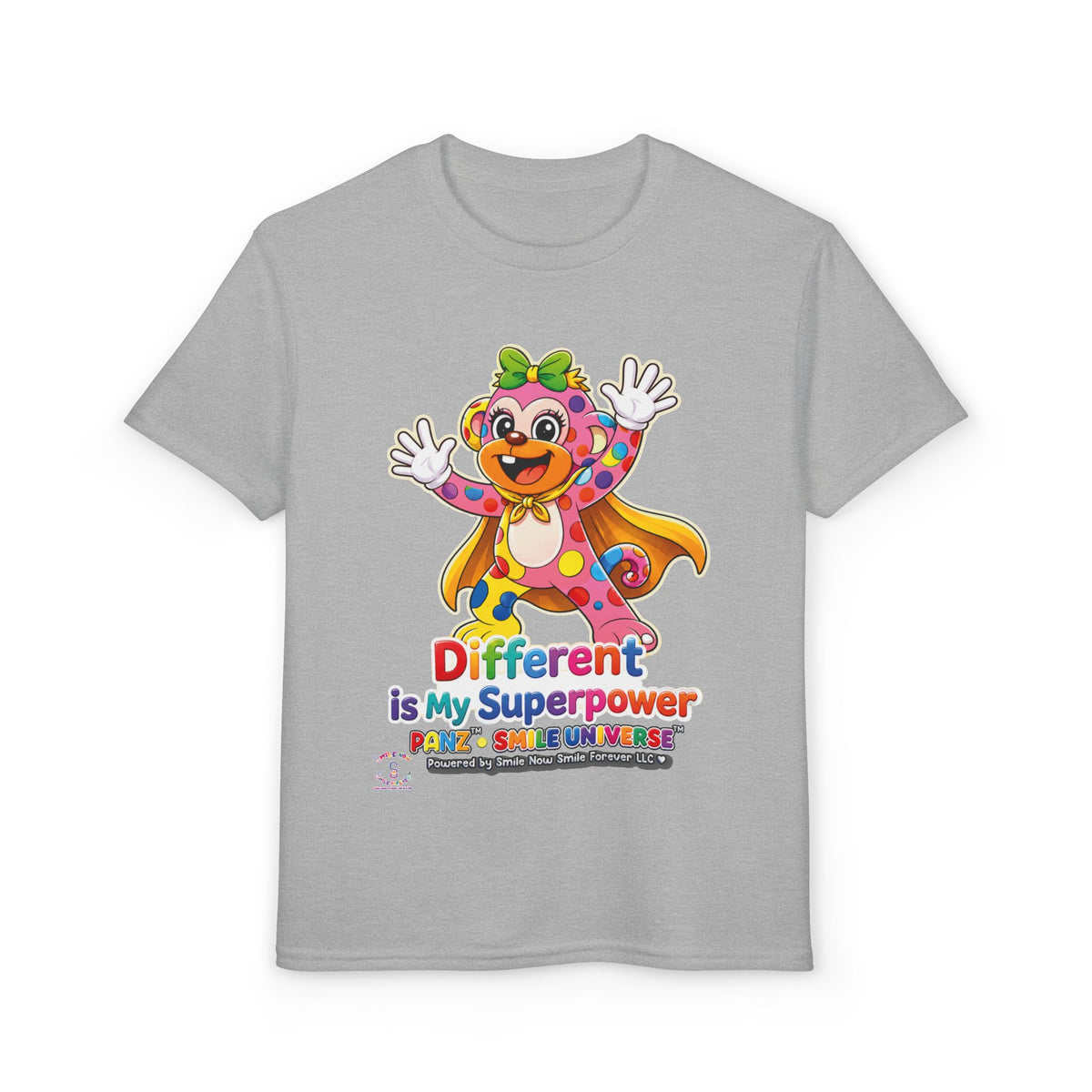 Panz™ Youth DryBlend® T-Shirt – "Different is My Superpower" Graphic | Smile Universe Collection