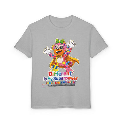 Panz™ Youth DryBlend® T-Shirt – "Different is My Superpower" Graphic | Smile Universe Collection