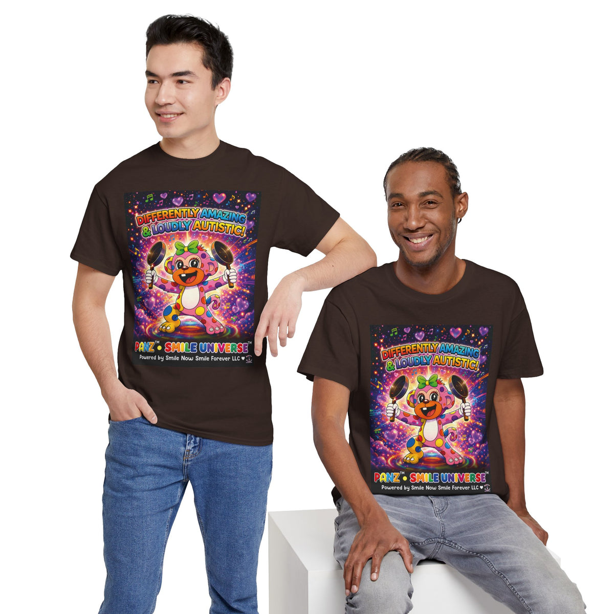 Panz™ Unisex Heavy Cotton™ Tee – "Differently Amazing & Loudly Autistic!" Graphic | Smile Universe Collection