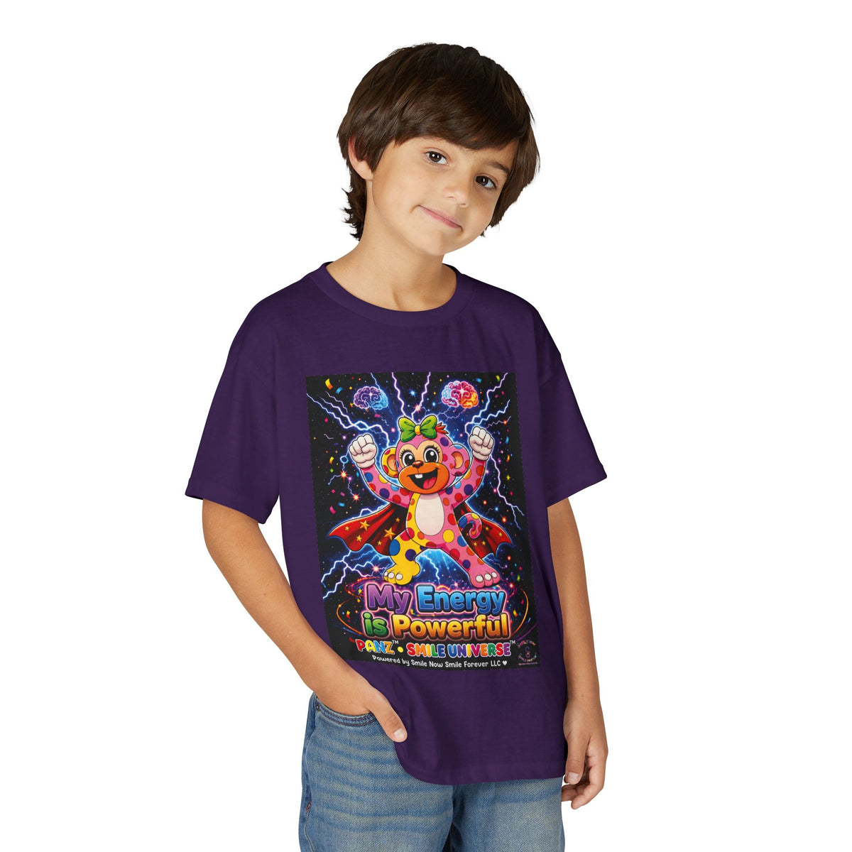 Panz™ Youth DryBlend® T-Shirt – "My Energy is Powerful" Graphic Tee | Smile Universe Collection