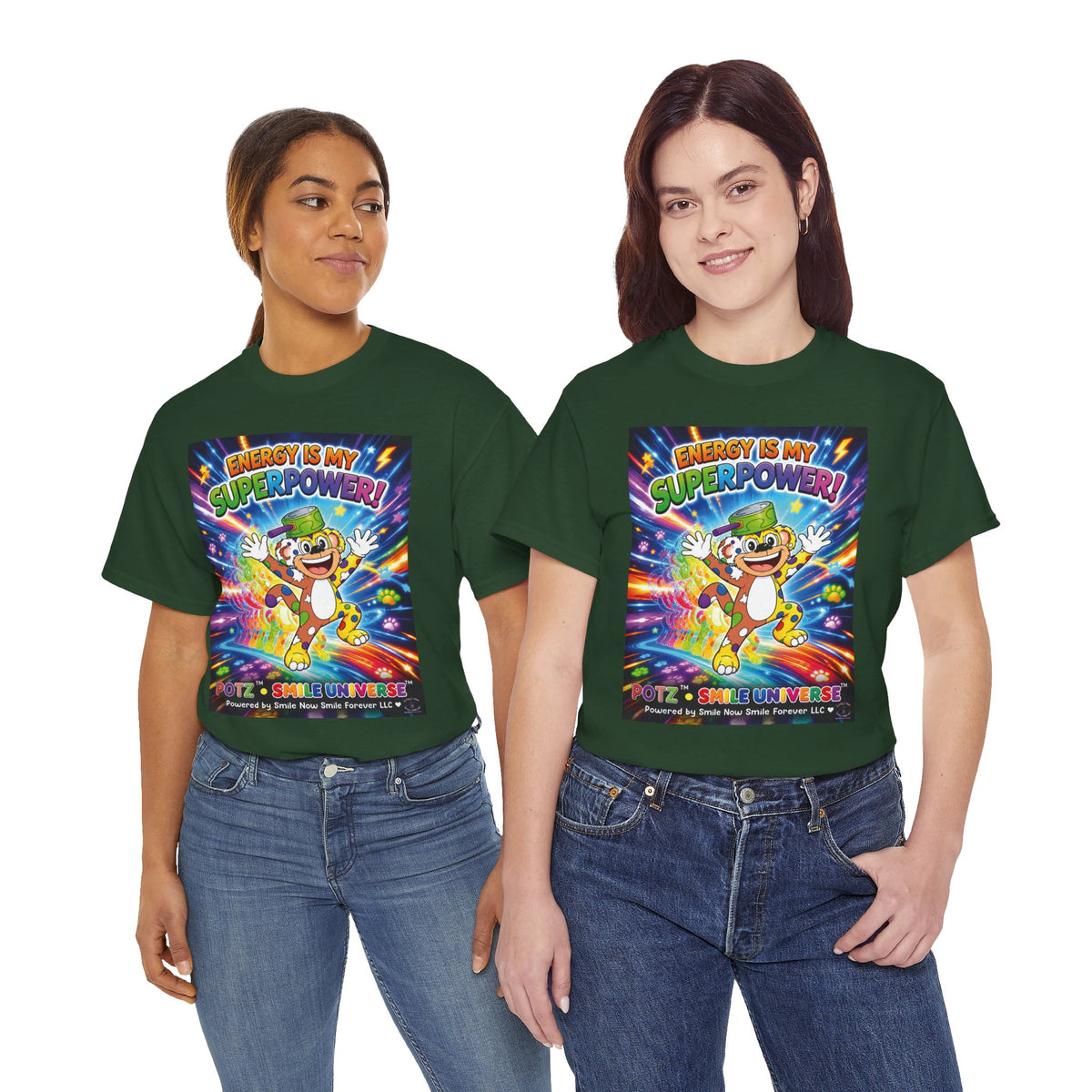 Potz™ Unisex Heavy Cotton™ Tee – "Energy is My Superpower!" Graphic Tee | Smile Universe Collection