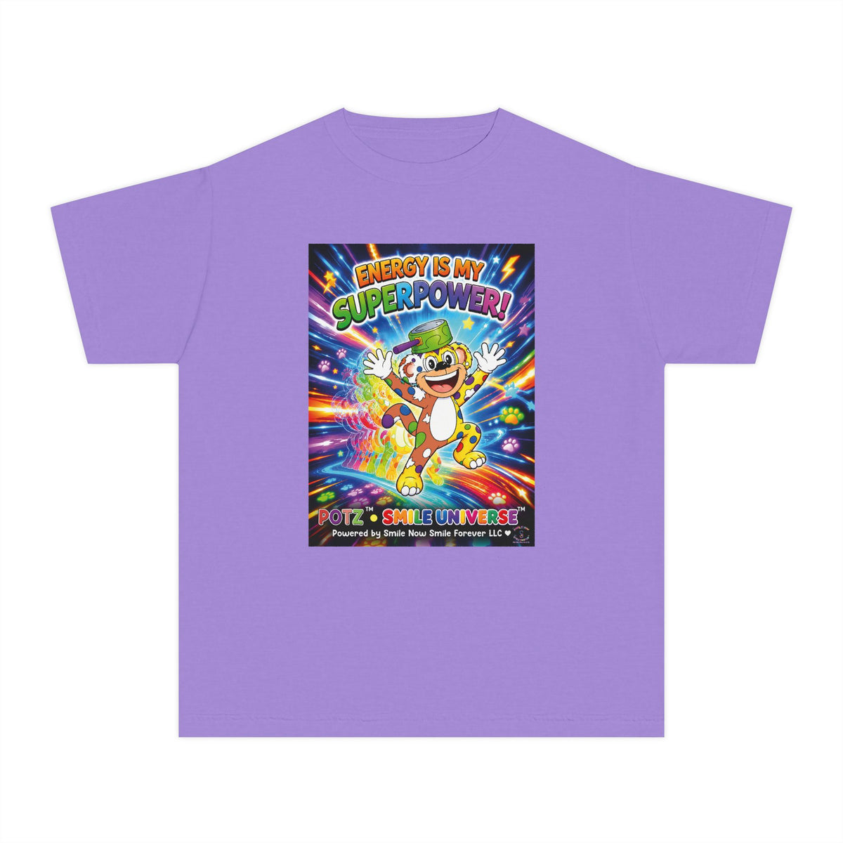 Potz™ Youth Midweight Tee – "Energy is My Superpower!" Graphic Tee | Smile Universe Collection