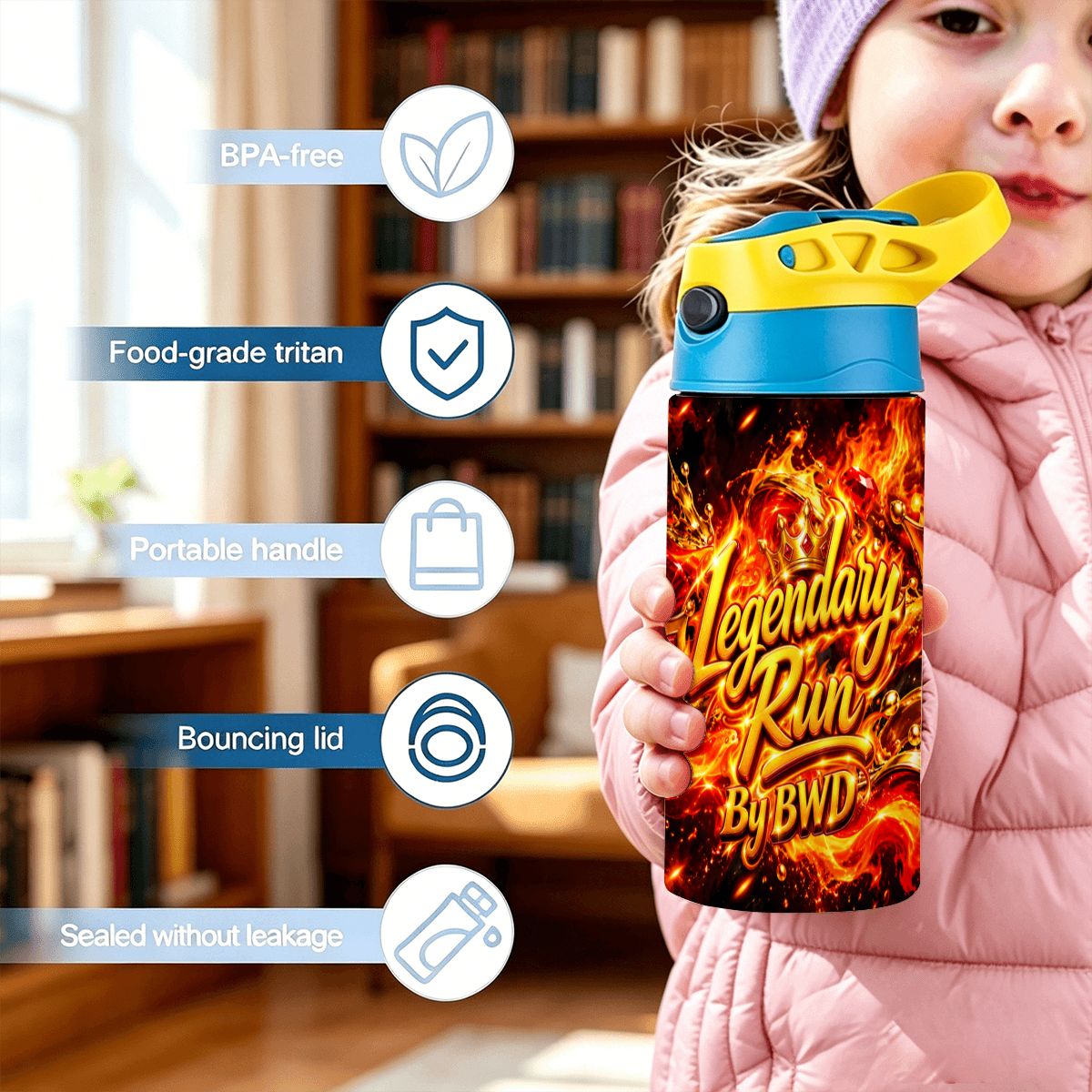 Legendary Run Water Bottle - Fire & Gold Edition