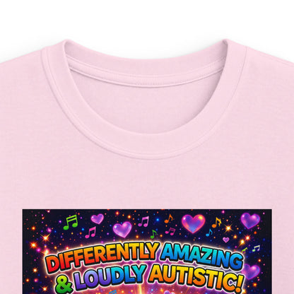 Panz™ Kids Softstyle Tee – "Differently Amazing & Loudly Autistic!" Graphic | Smile Universe Collection