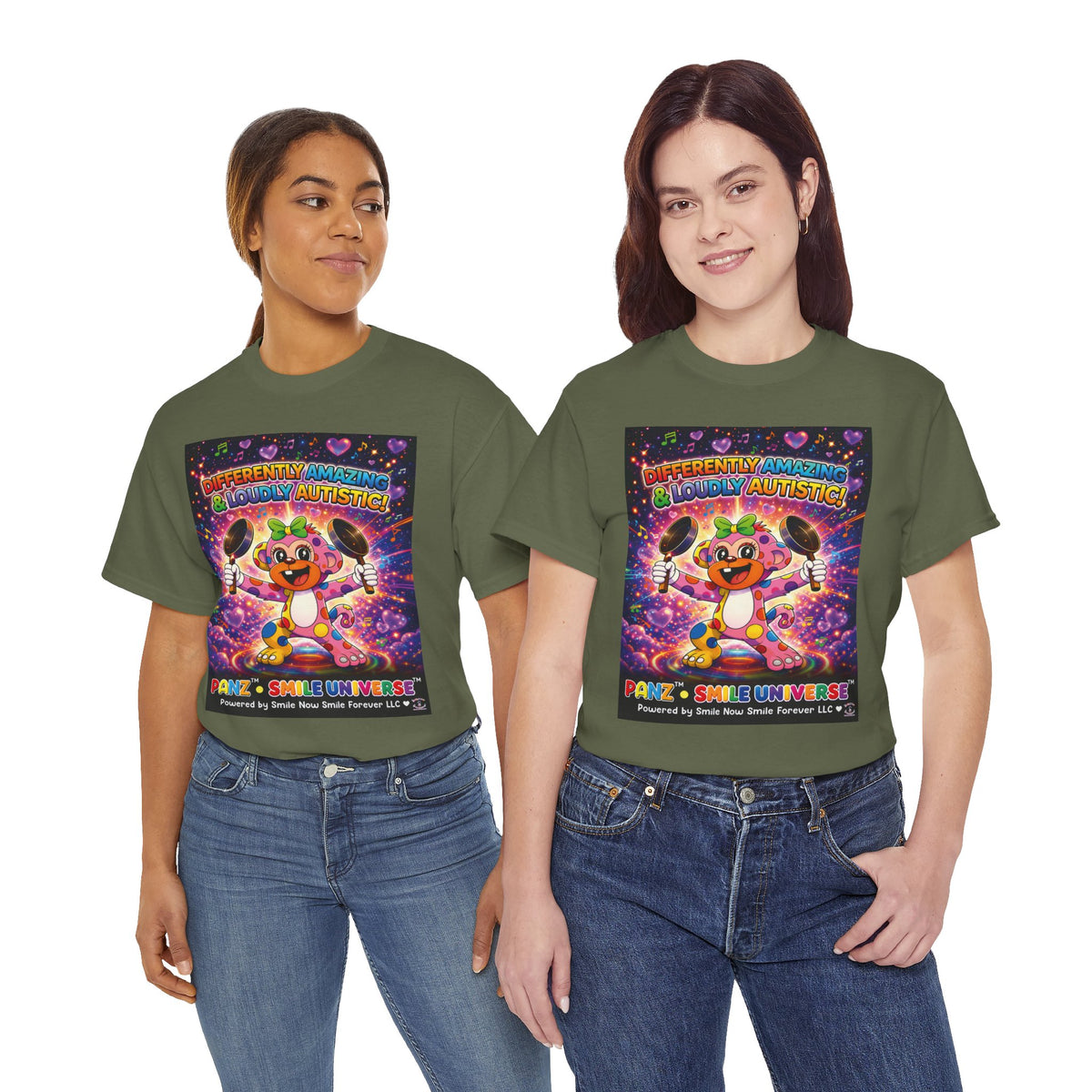 Panz™ Unisex Heavy Cotton™ Tee – "Differently Amazing & Loudly Autistic!" Graphic | Smile Universe Collection