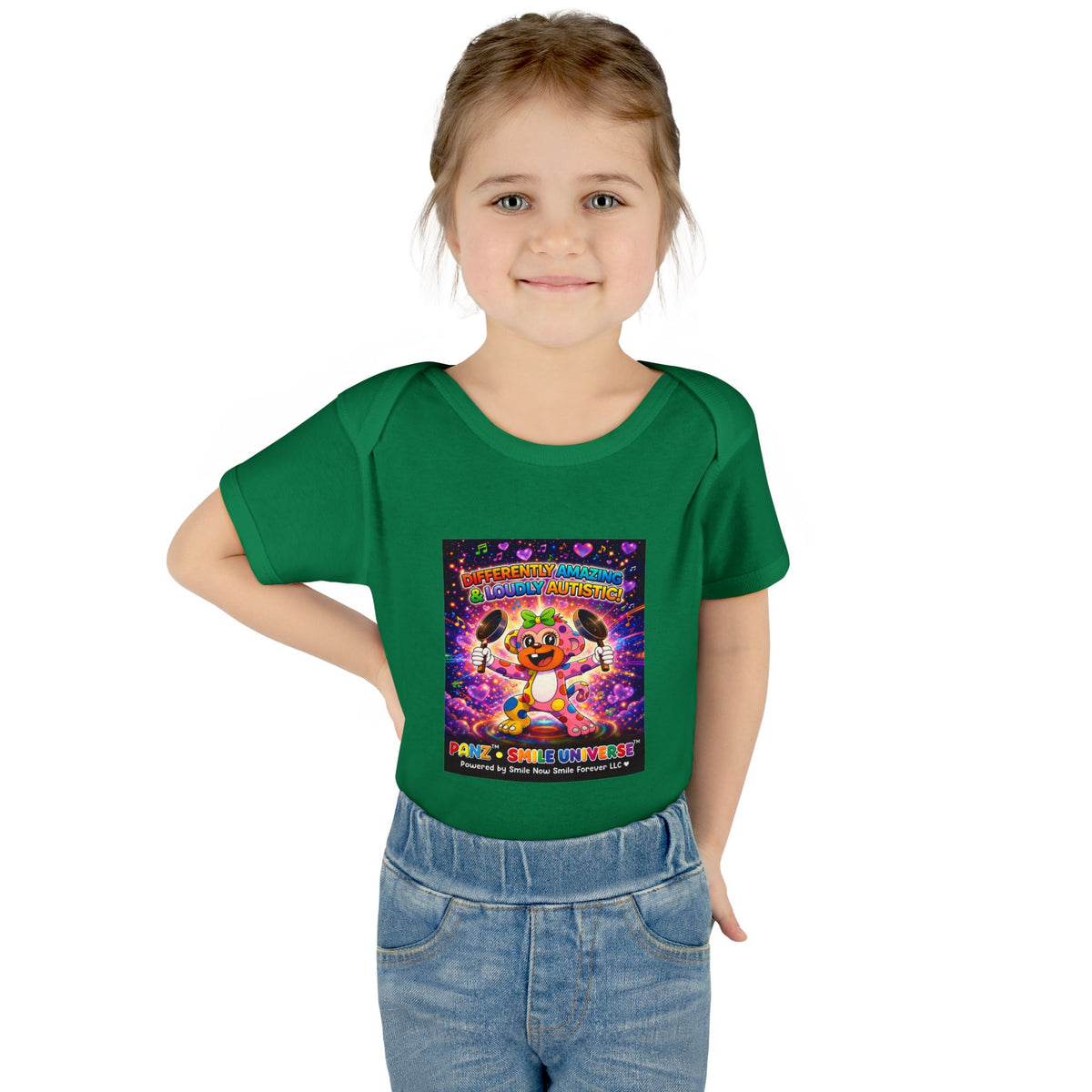 Panz™ Infant Baby Rib Bodysuit – "Differently Amazing & Loudly Autistic!" Graphic | Smile Universe Collection