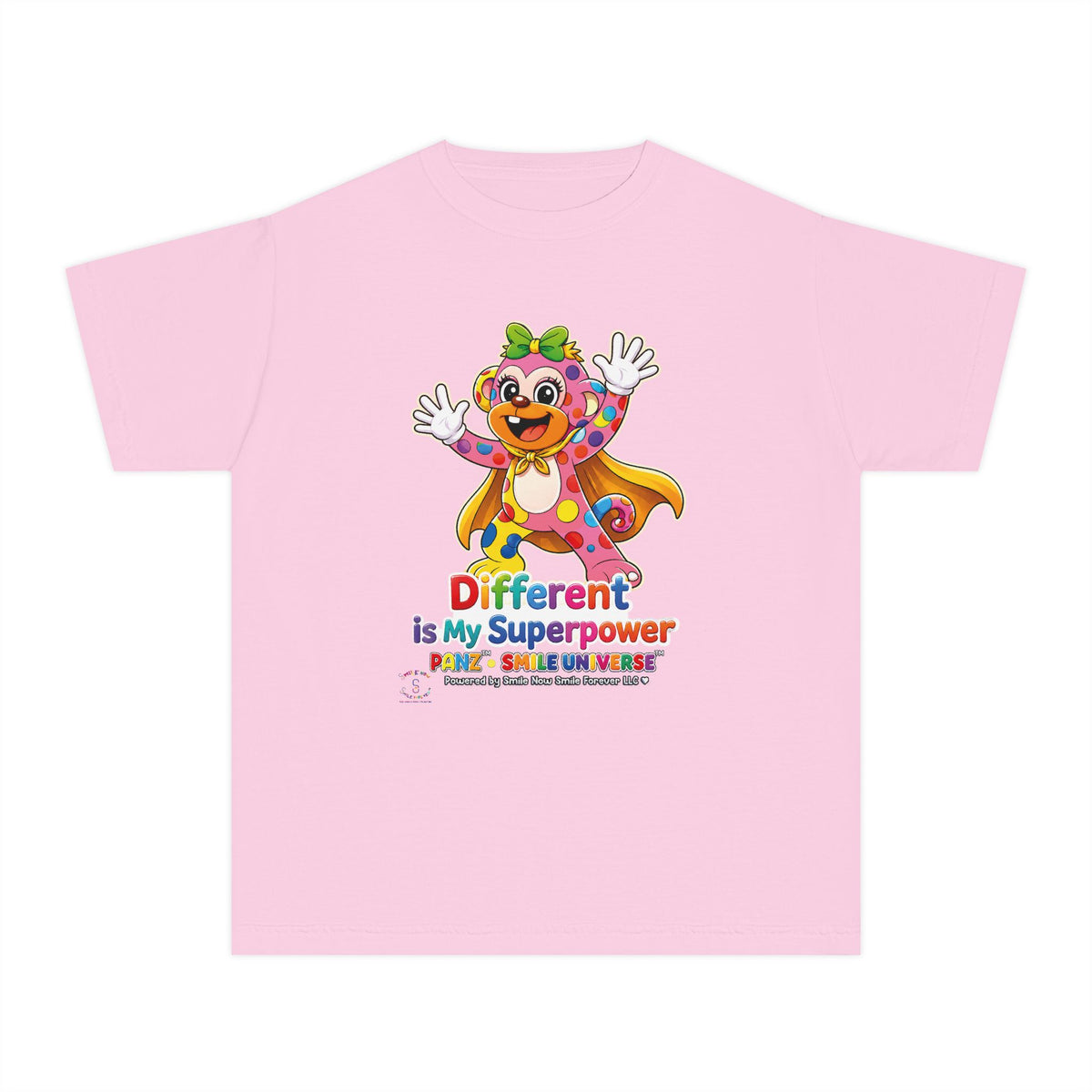 Panz™ Youth Midweight Tee – "Different is My Superpower" Graphic | Smile Universe Collection