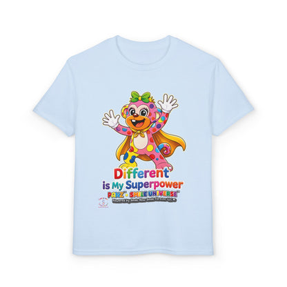 Panz™ Youth DryBlend® T-Shirt – "Different is My Superpower" Graphic | Smile Universe Collection