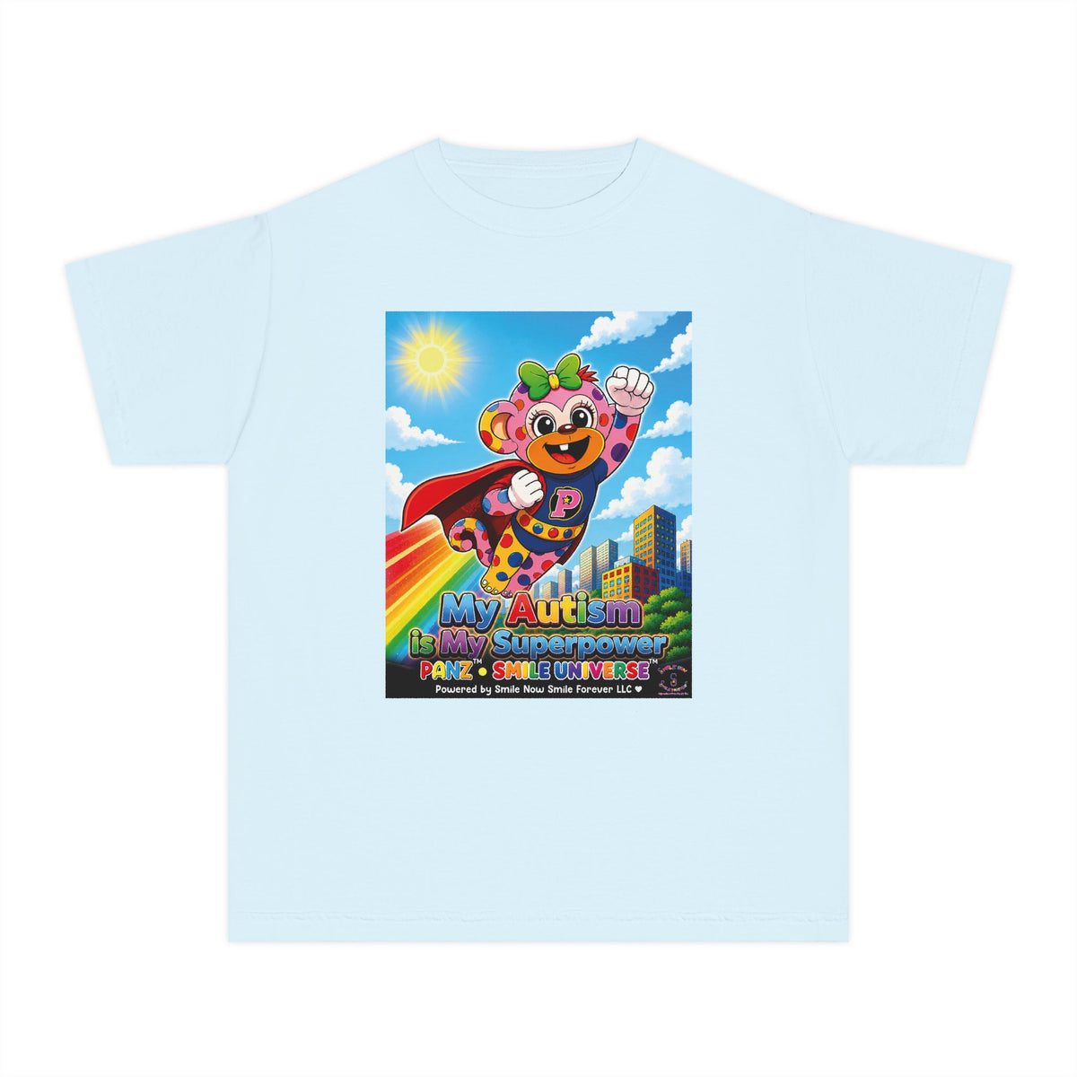 Panz™ Youth Midweight Tee – "My Autism is My Superpower" Graphic | Smile Universe Collection