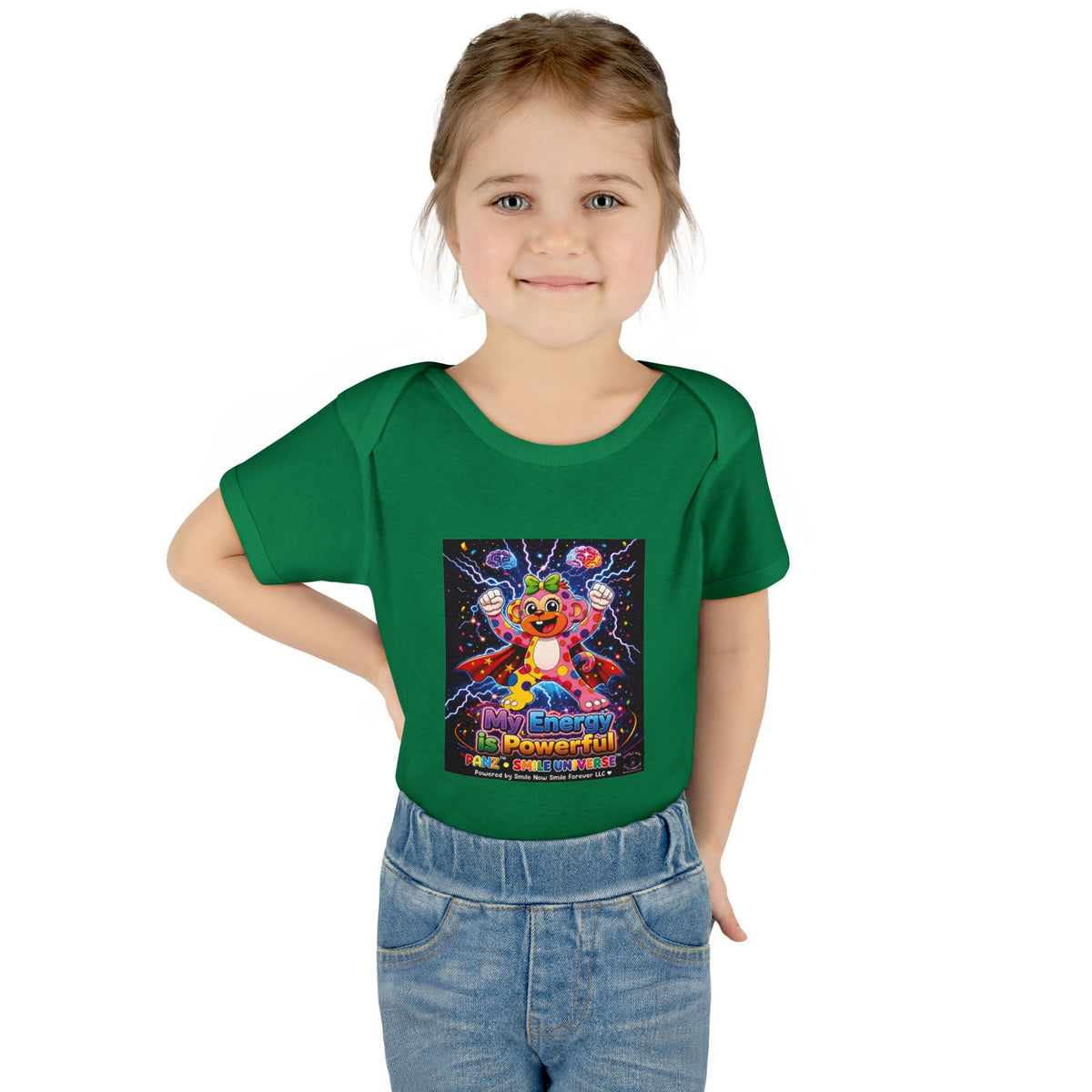 Panz™ Infant Baby Rib Bodysuit – "My Energy is Powerful" Graphic Onesie | Smile Universe Collection