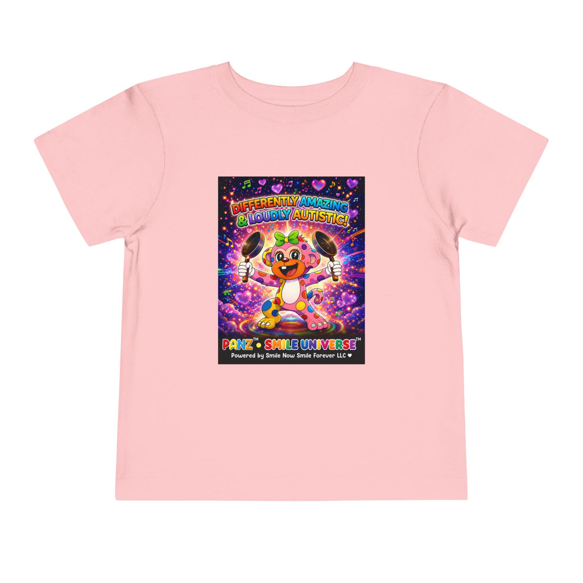 Panz™ Toddler Short Sleeve Tee – "Differently Amazing & Loudly Autistic!" Graphic | Smile Universe Collection