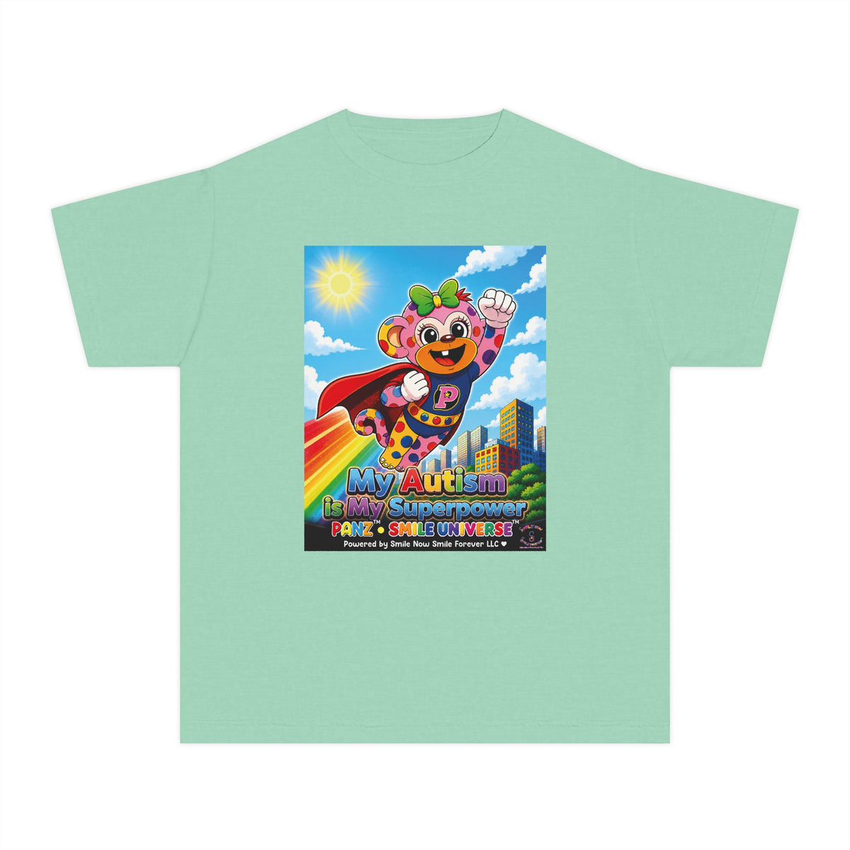 Panz™ Youth Midweight Tee – "My Autism is My Superpower" Graphic | Smile Universe Collection