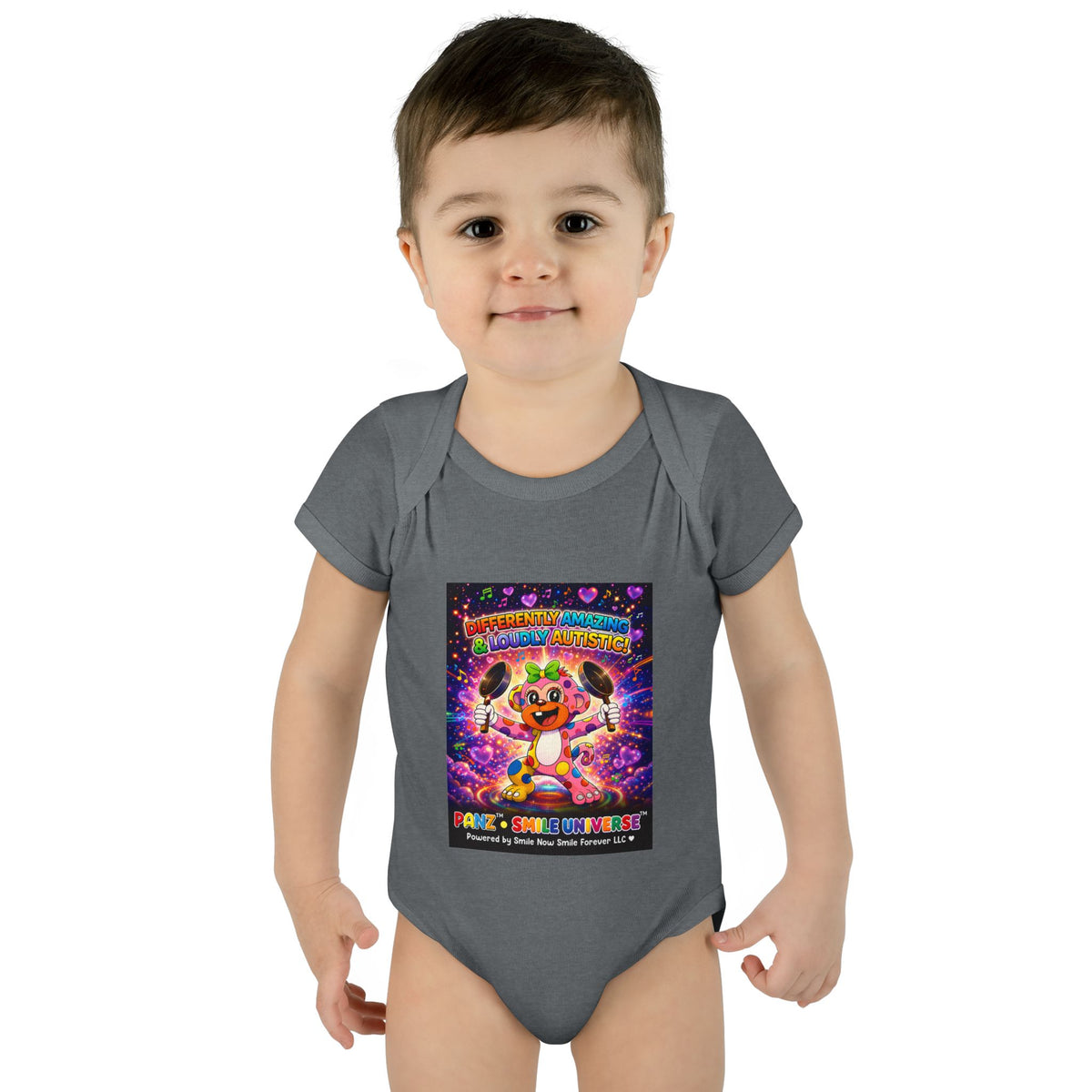 Panz™ Infant Baby Rib Bodysuit – "Differently Amazing & Loudly Autistic!" Graphic | Smile Universe Collection