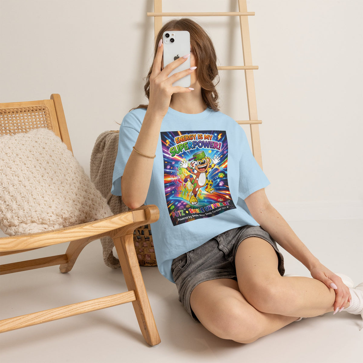 Potz™ Unisex Heavy Cotton™ Tee – "Energy is My Superpower!" Graphic Tee | Smile Universe Collection