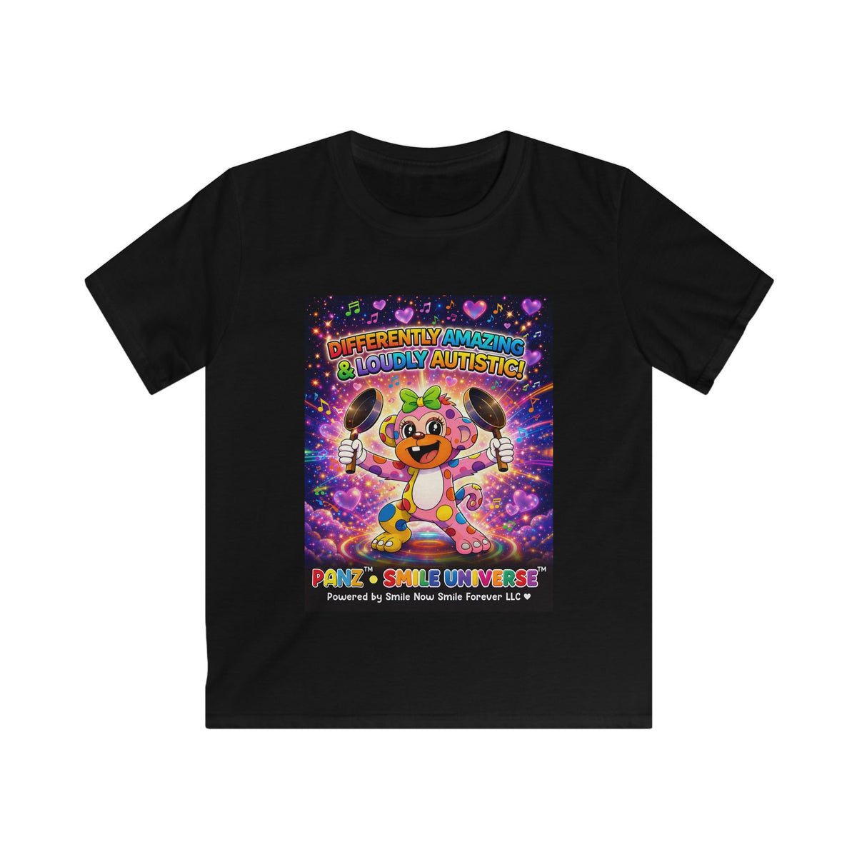 Panz™ Kids Softstyle Tee – "Differently Amazing & Loudly Autistic!" Graphic | Smile Universe Collection