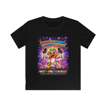 Panz™ Kids Softstyle Tee – "Differently Amazing & Loudly Autistic!" Graphic | Smile Universe Collection