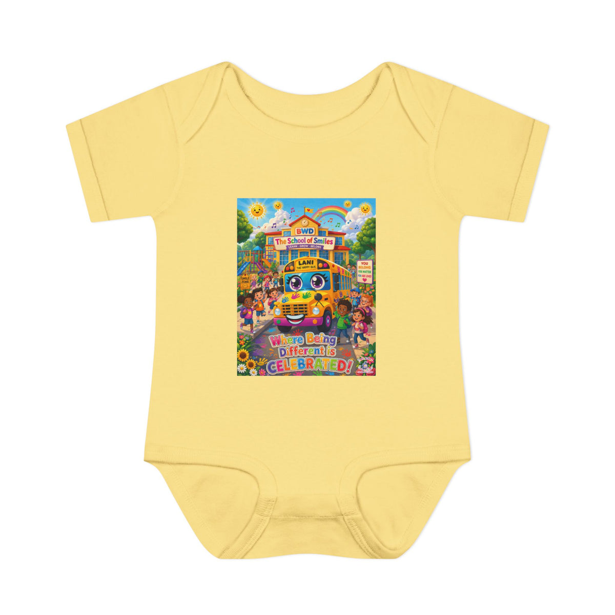 Lani™ Infant Baby Rib Bodysuit – "Where Being Different is CELEBRATED!" Graphic
