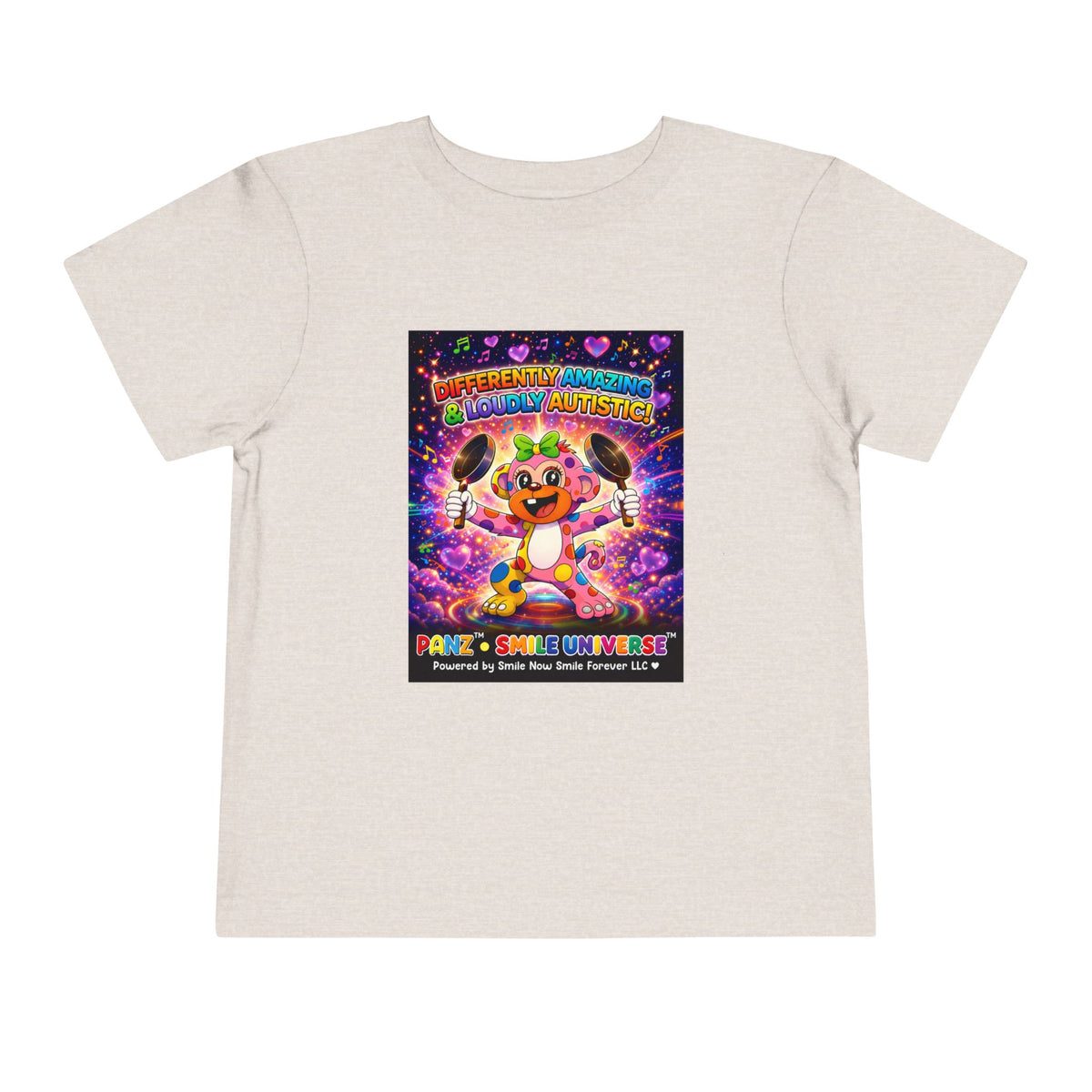 Panz™ Toddler Short Sleeve Tee – "Differently Amazing & Loudly Autistic!" Graphic | Smile Universe Collection