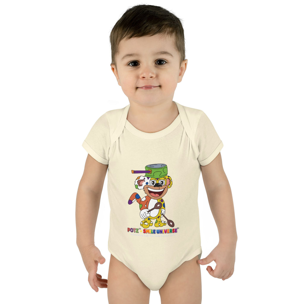 Potz™ Infant Baby Rib Bodysuit – Playful Chef Graphic Onesie | Smile Universe Collection