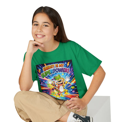 Potz™ Youth DryBlend® T-Shirt – "Energy is My Superpower!" Graphic Tee | Smile Universe Collection