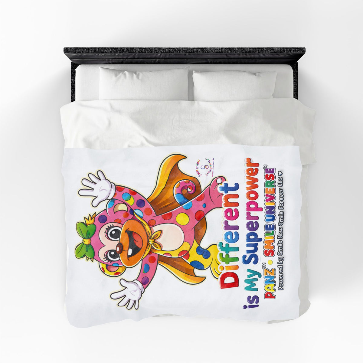 Panz™ Velveteen Plush Blanket – "Different is My Superpower" Graphic | Smile Universe Collection