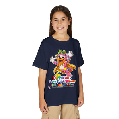 Panz™ Youth DryBlend® T-Shirt – "Different is My Superpower" Graphic | Smile Universe Collection